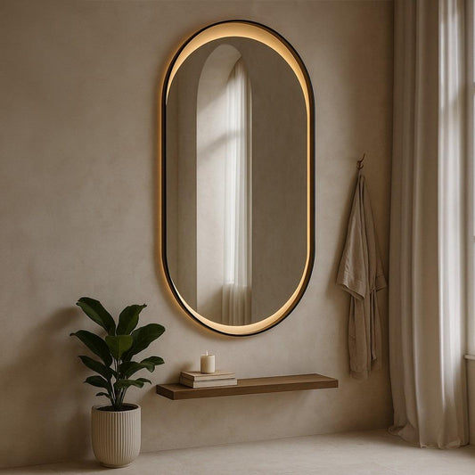 مرايا بيضاويه مع ليد ثلاث الوان مقاس 60*120