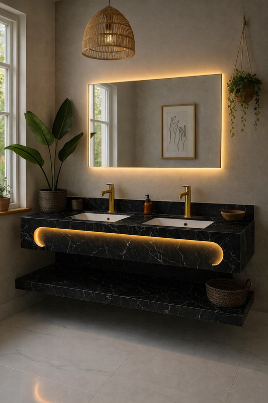 مغسلة 120 * 50 سم 2 حوض شامل الخلاط والمرايا