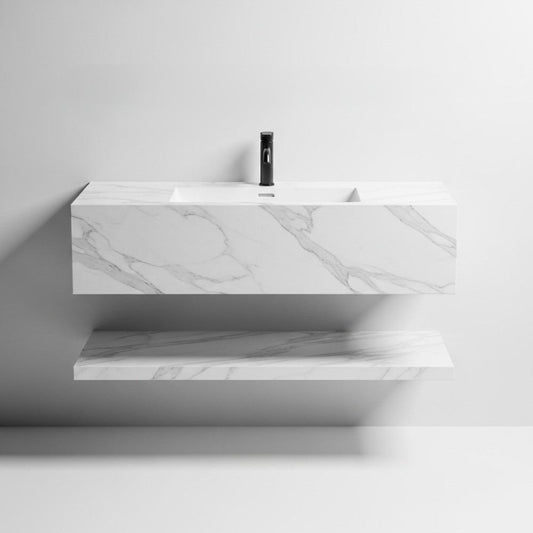 مغسله رخام صناعي مقاس 80 سم شامل الخلاط و المرايا